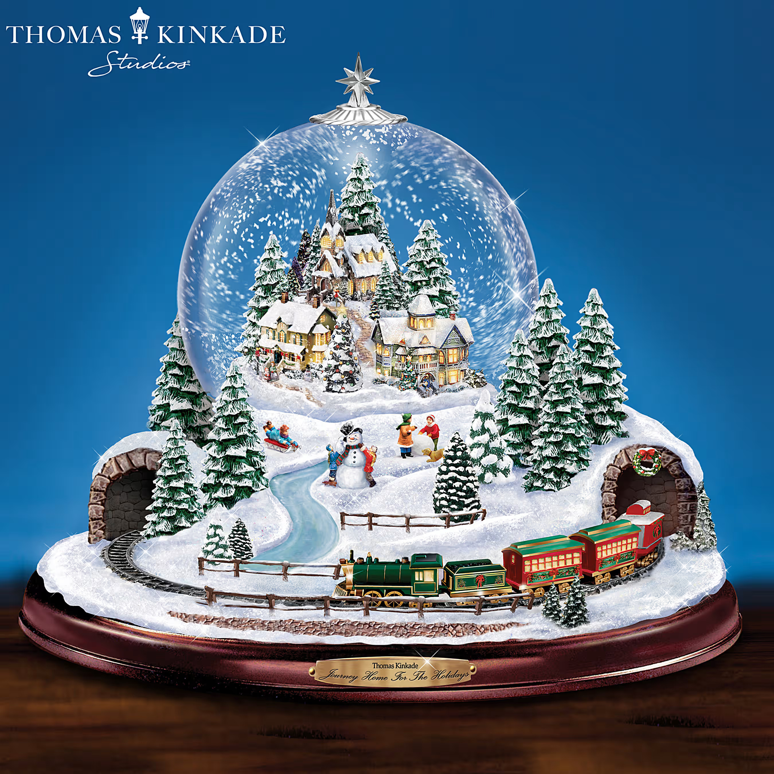 Thomas Kinkade Village Snowglobe: Lights, Music and Motion | Bradford Exchange