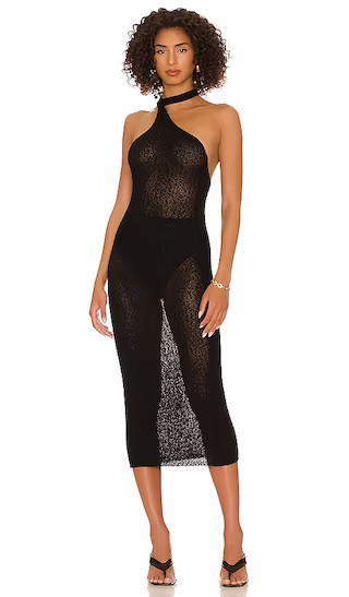 Isa Dress | Black Sheer Dress | Black Midi Dress | Revolve Clothing (Global)