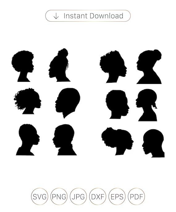 Heads Silhouetteafrican American Profile Svgafrican American - Etsy | Etsy (US)