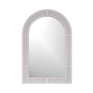 24 in. x 36 in. Rolland White Rattan Arched Mirror KM1348-WHITE-MB - The Home Depot | The Home Depot