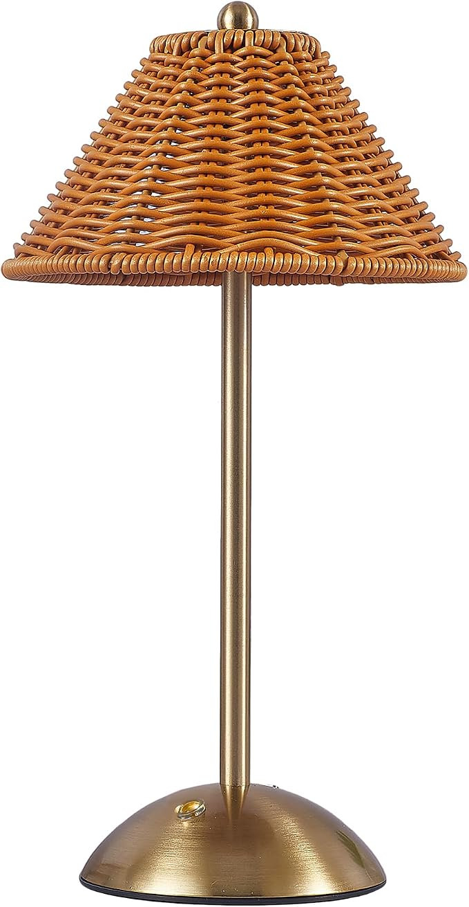 Boho Rattan Table Lamp,Wicker Night Light,LED Rechargeable Reading Lights,3 Color Touch Control D... | Amazon (US)