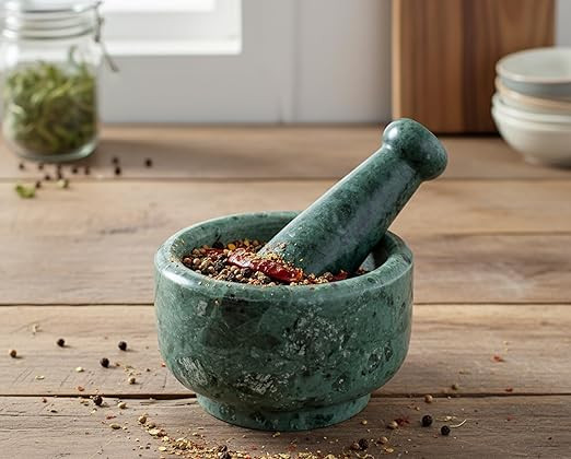 5" Diameter Natural Stone Mortar and Pestle Set as Spice Grinder, Medicine Masher - Okhli & Musal... | Amazon (US)