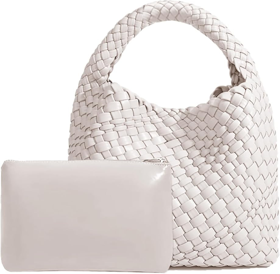 Woven Tote Bag For Women, Soft Foldable Top-Handle Wristlet Bag, Fashion Hobo Handbag, Composite ... | Amazon (US)
