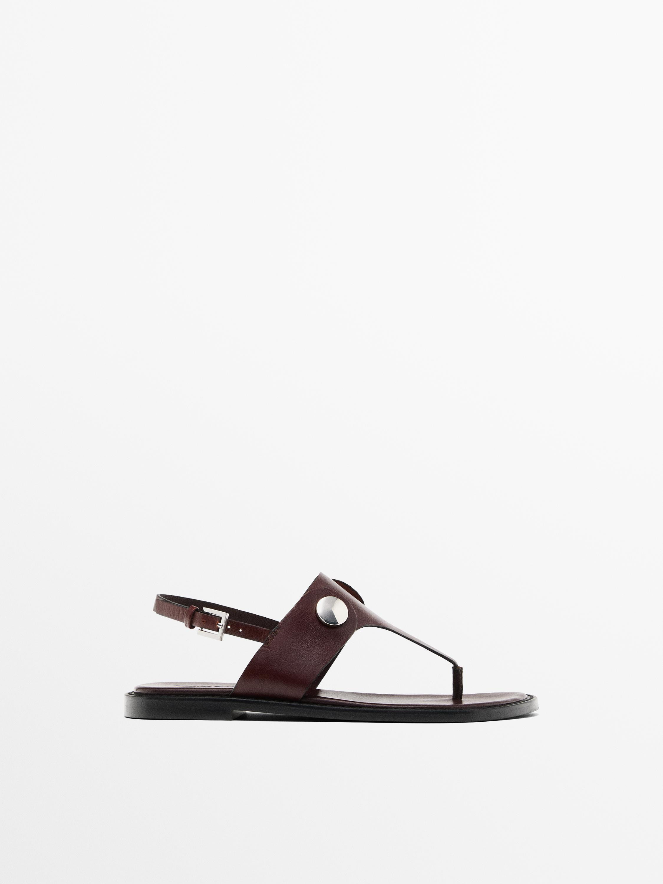 Flat sandals with buttons | Massimo Dutti UK