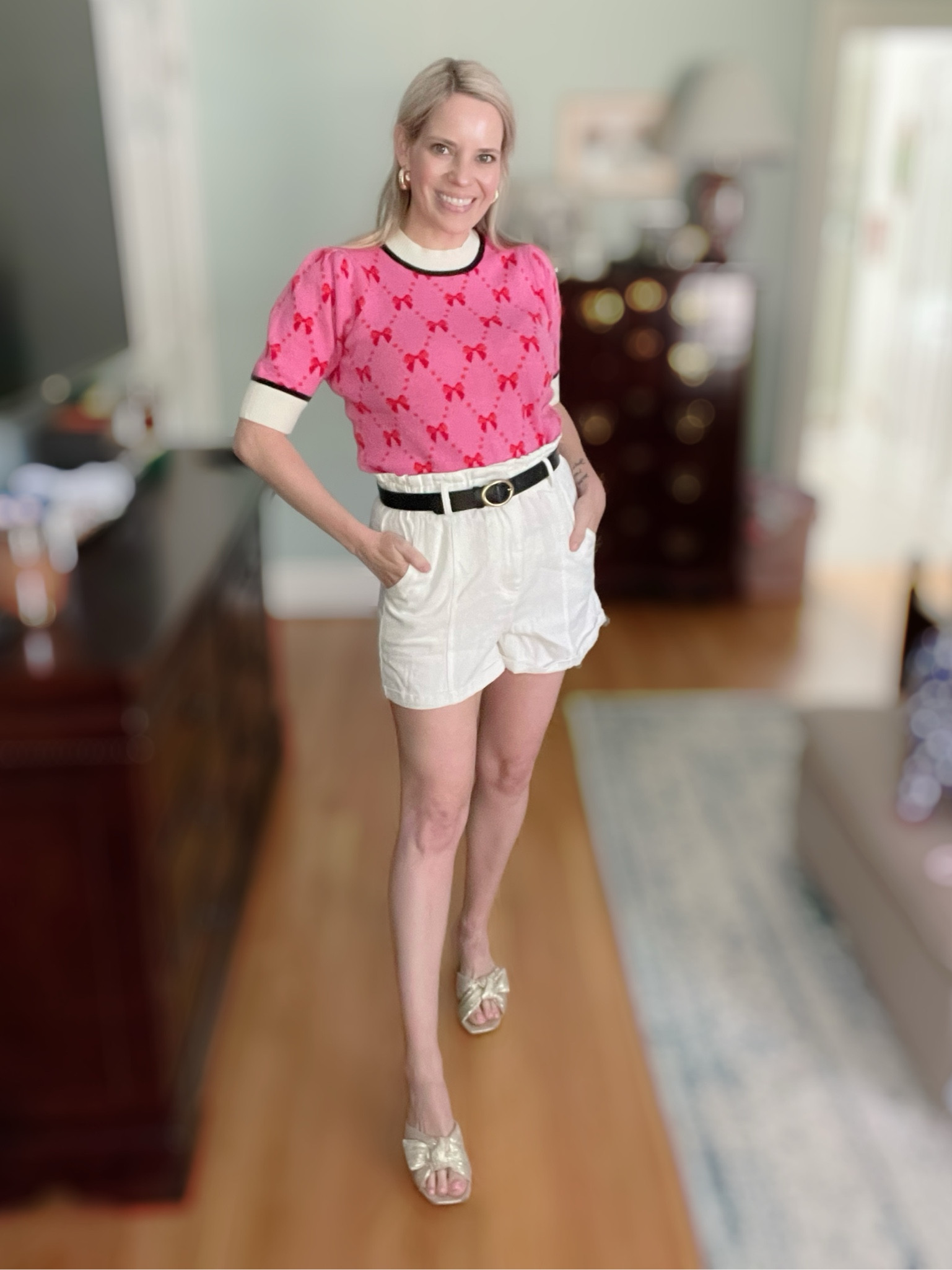 Bow sweater, paper bag shirts, black belt, preppy outfit 

#LTKFindsUnder50 #LTKFindsUnder100 #LTKOver40