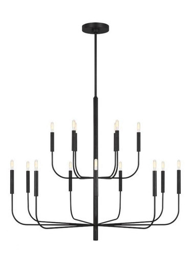 Brianna Chandelier, 15-Light, Aged Iron, 48.75"W (EC10015AI 706U3KA) | Lighting Reimagined