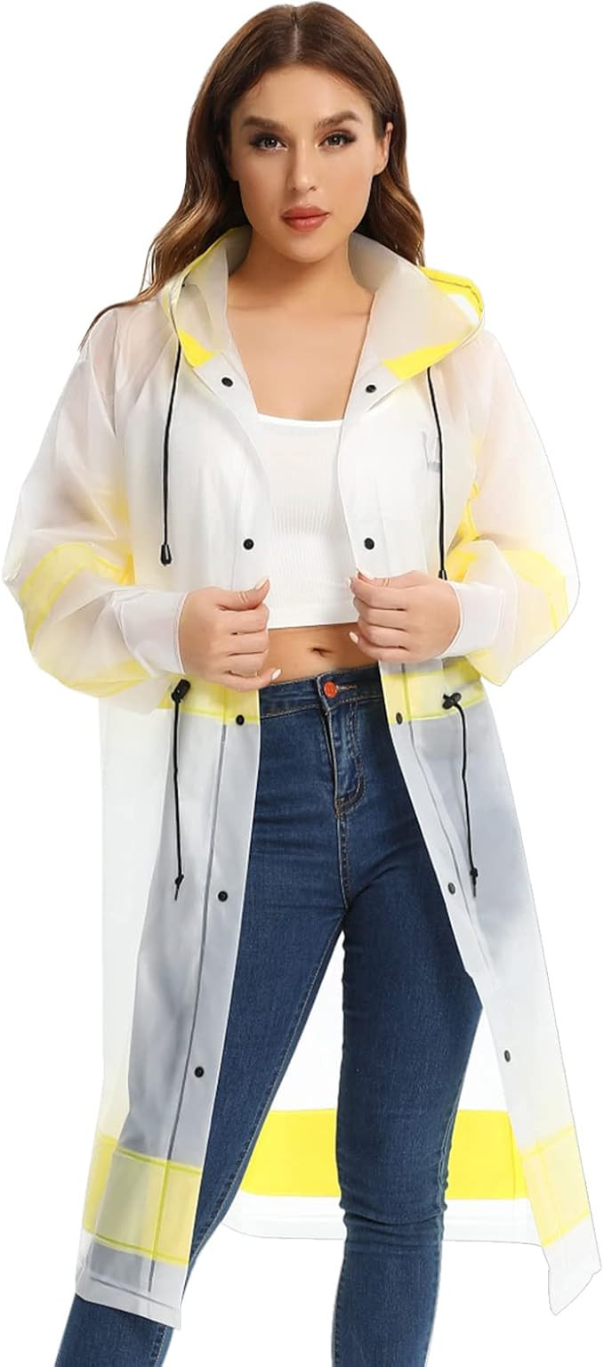 UNIQUEBELLA EVA Raincoat Waterproof Rain Poncho Reusable Unisex for Women Long Rain Cape | Amazon (US)