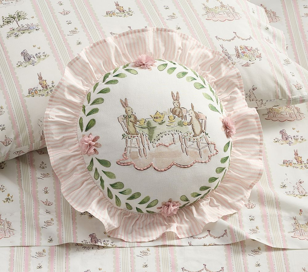 Riley Sheehey Bunny Tea Party Pillow | Pottery Barn Kids