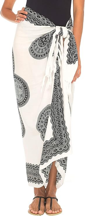 SHU-SHI Womens Beach Swimsuit Cover Up Flower Sarong Wrap with Coconut Clip | Amazon (US)