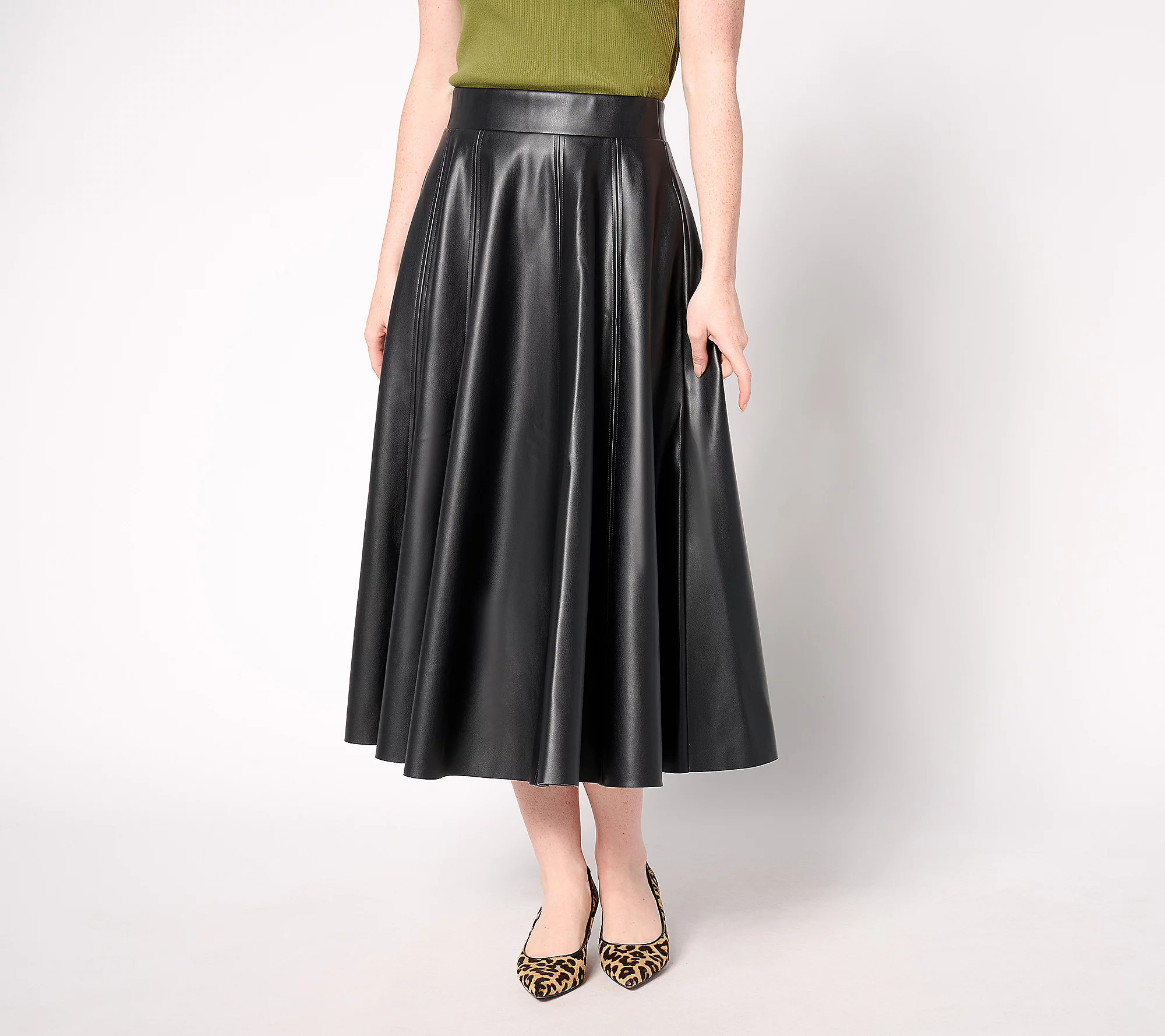 Carla Rockmore Collection Regular Faux Leather Circle Skirt | QVC