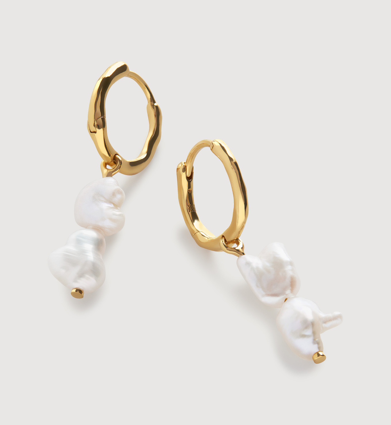 One of a Kind Asymmetric Keshi Pearl Huggie Earrings | Monica Vinader (Global)