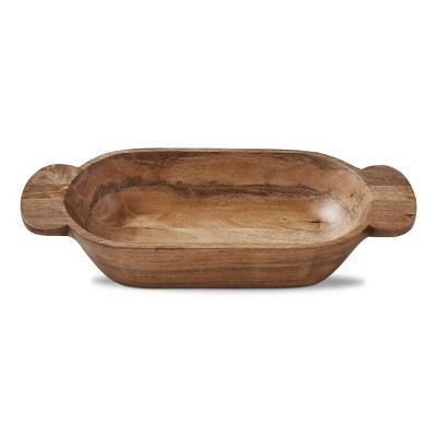 tagltd Watermill Natural Wood Dough Bowl - Decorative Kitchen Bowl, Hand Wash Only, 3.25" H x 19" L x 9.75" W | Target