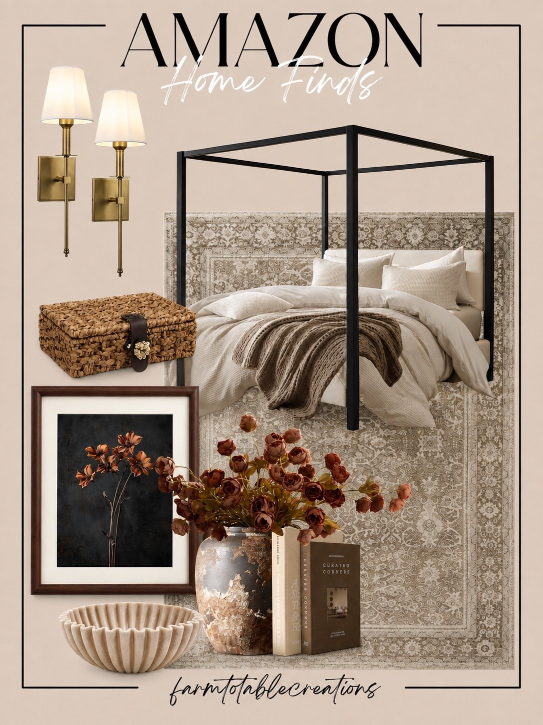 Amazon Bedroom Finds

Creating a bedroom that feels calm, cozy, and pulled together doesn’t have to be complicated. These Amazon finds blend timeless style with everyday comfort—from the statement canopy bed and vintage-inspired rug to warm lighting and layered décor that makes the space feel inviting.

Follow @farmtotablecreations on Instagram for more home finds and styling inspiration.

#AmazonHome #BedroomDecor #CanopyBed #NeutralHome #BedroomInspo

#LTKHome #LTKSaleAlert #LTKSeasonal