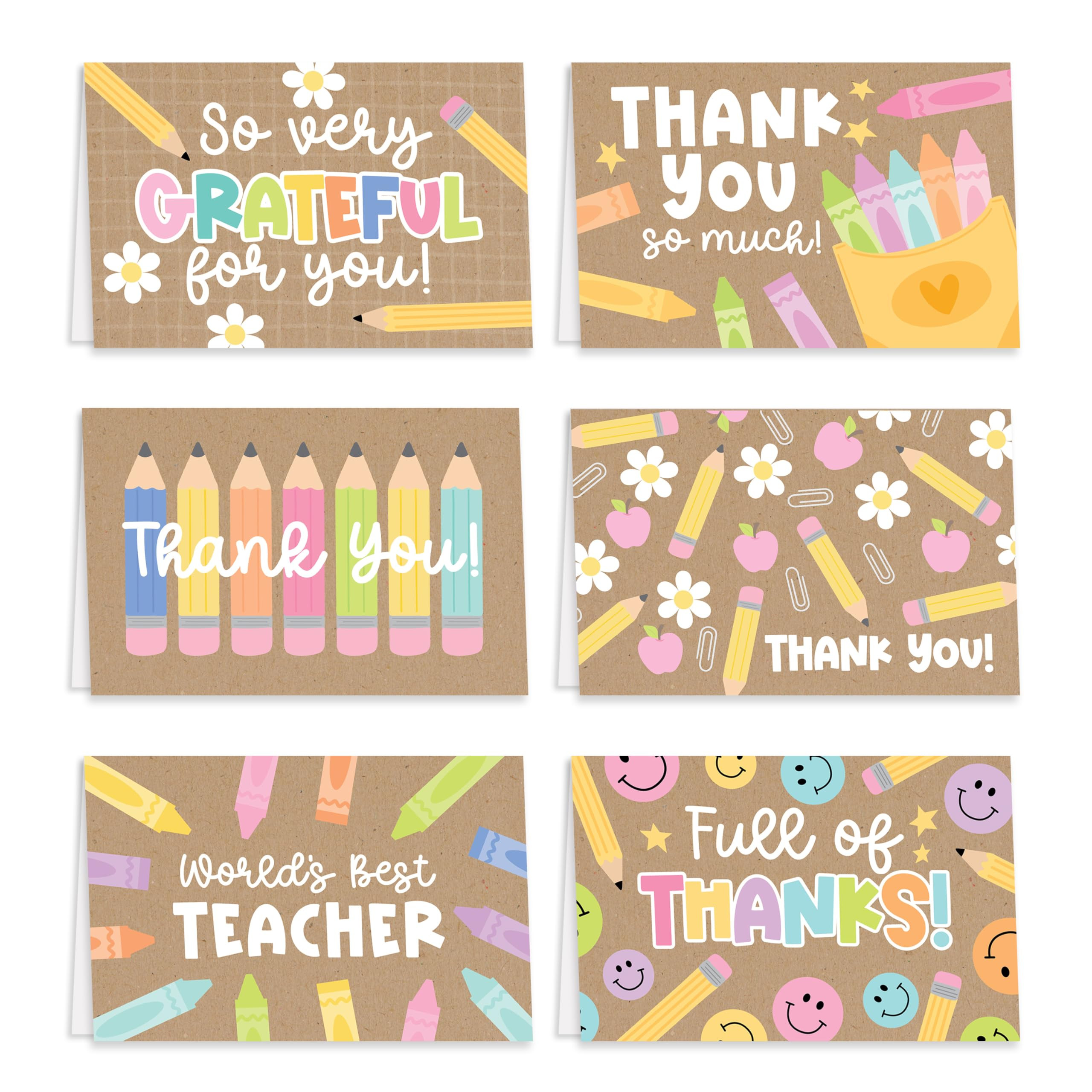 Hadley Designs 24 Teacher Thank You Cards with Envelopes - 6 x 4 Teacher Appreciation Cards Bulk, End of School Year, Graduation 2026, Teachers Appreciation Week, Thank You Teachers Card from Student | Amazon (US)