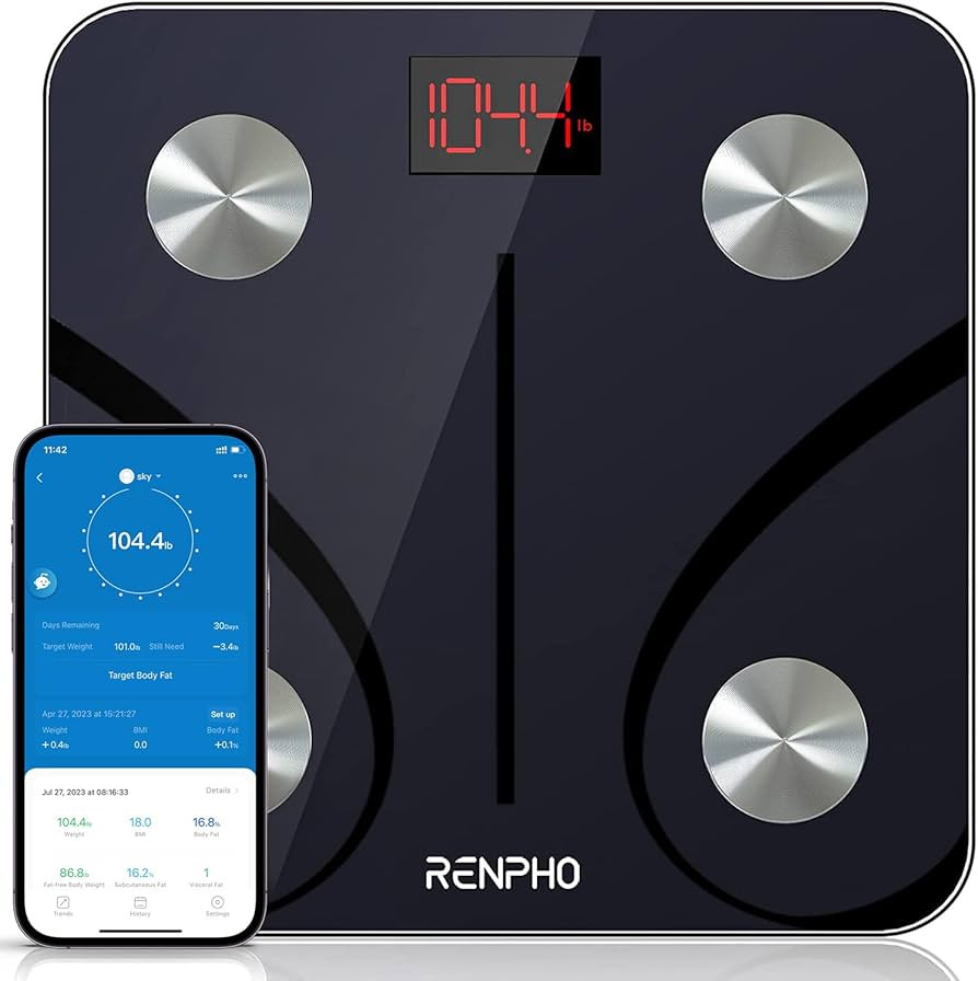 RENPHO Bluetooth Body Fat Scale, Digital Weight Scale Bathroom Smart Body Composition Analyzer Wi... | Amazon (US)