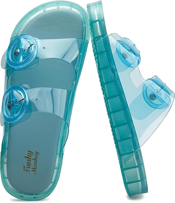 FUNKYMONKEY Women's Comfort Slides with Arch Support, Non-Slip Lightweight Foam Slip-on Flat Beac... | Amazon (US)