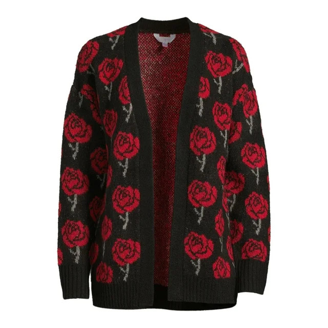 No Boundaries Juniors’ Jacquard Cardigan Sweater, Midweight, Sizes XS-3XL - Walmart.com | Walmart (US)