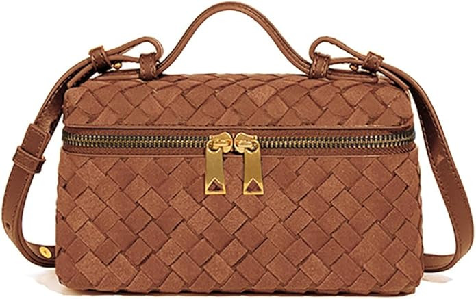 Trendy Woven Crossbody Purse Square Box Bags Women Shoulder Bag Cute Satchels Mini PU Leather Top... | Amazon (US)