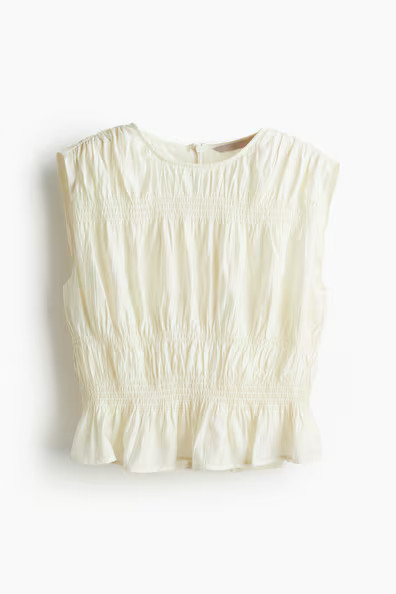 H & M - Smocked Top - White | H&M (US + CA)