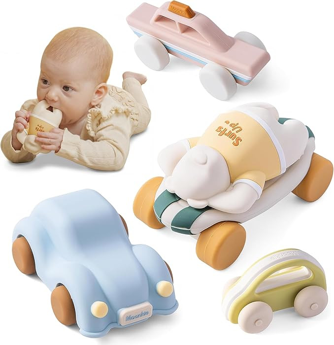 Moonkie Food Grade Silicone Toy Cars for Toddlers 1-3, Push and Go Baby Car Toys 6-12 Months+, On... | Amazon (US)