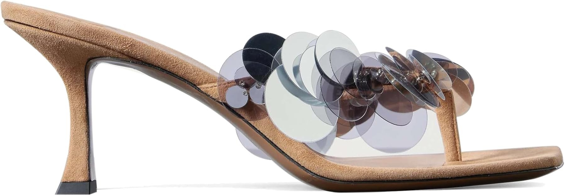 Black Flip Flop Heels Sandals for Women with Plastic Disc Straps Comfortable Slip on Open Toe Kit... | Amazon (US)