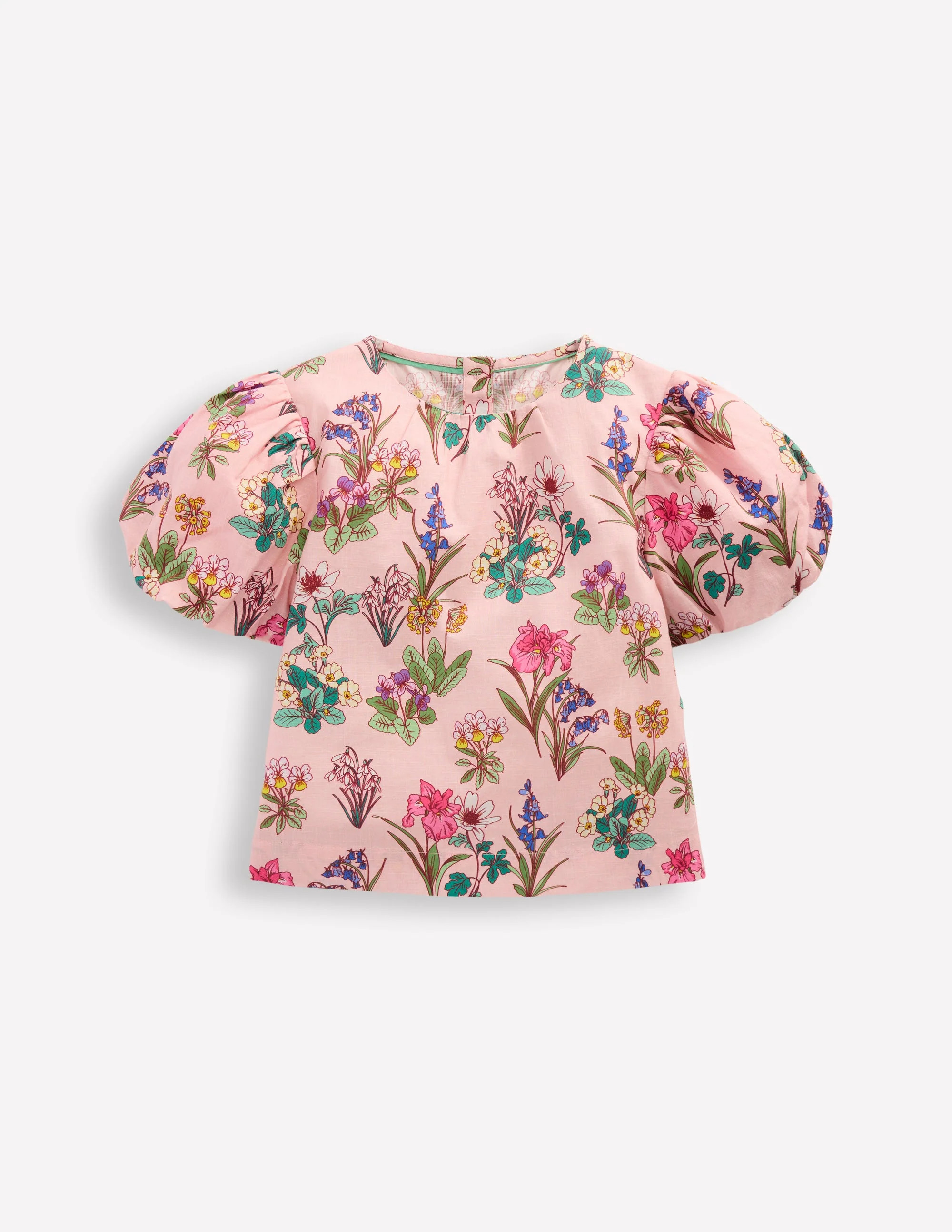 Puff Sleeve Woven Top-Pink Floral | Boden (US)