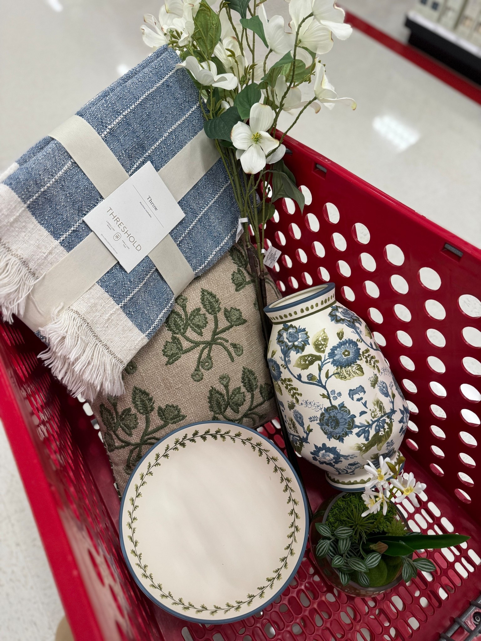 What’s in my cart… blue and green ceramic painted vase and pedestal bowl, throw blanket, artificial dogwood stems, orchid terrarium in glass bowl, and green embroidered pilloww

#LTKdayinmylife #LTKSeasonal #LTKHome
