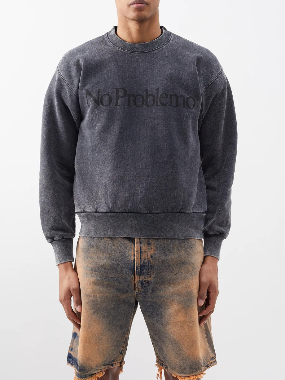 No Problemo-print acid-wash sweatshirt | Matches (APAC)