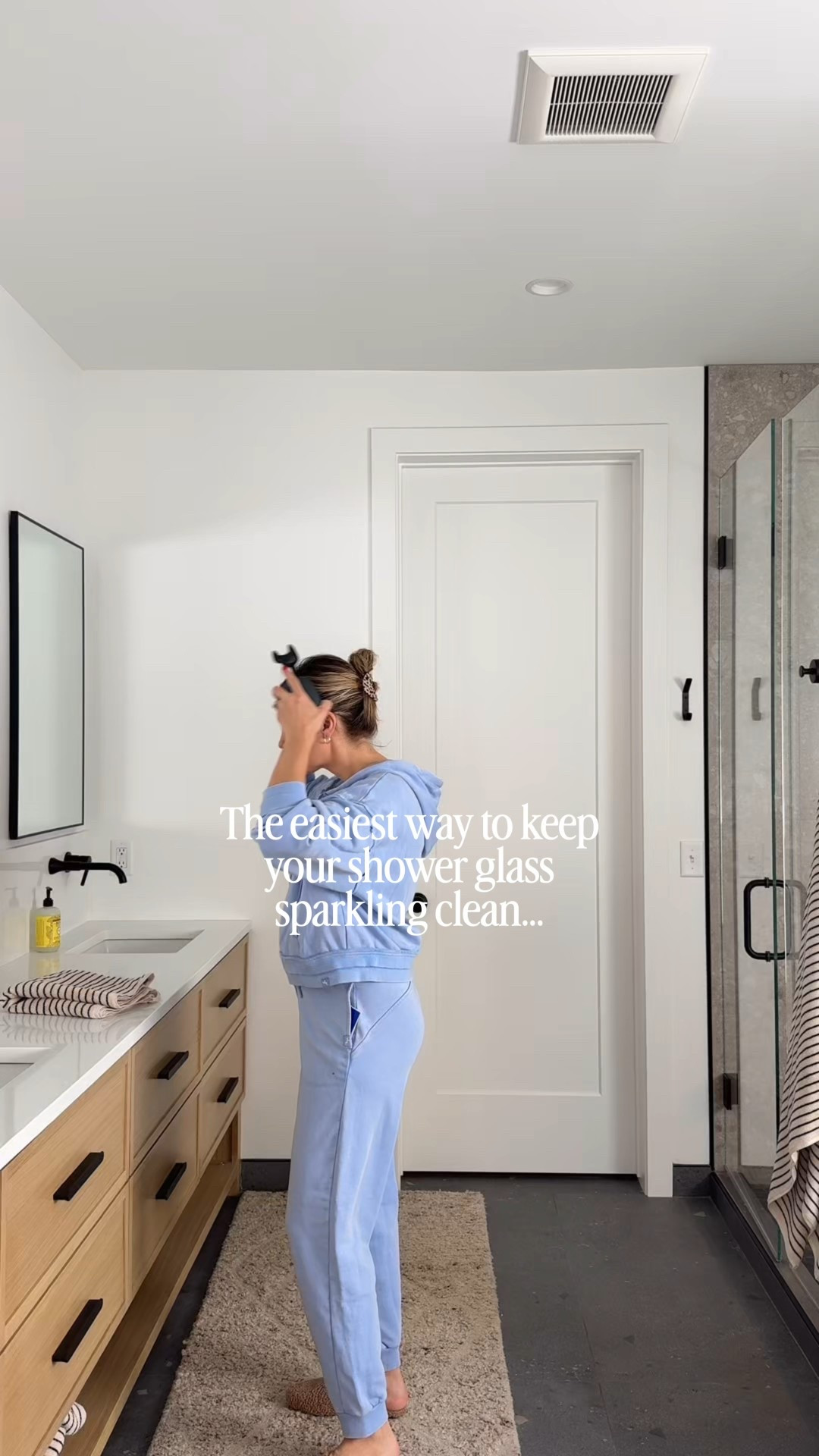 This ceramic coating product will protect your glass, countertops and stainless for months! I need this so I don’t get water spots on all this glass (we also wipe down after we shower which is also key!)

#LTKHome #LTKFindsUnder50