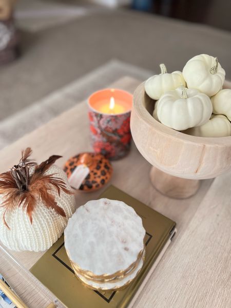 Coffee table decor / white pumpkins / Fall home decor / Anthropologie candle / styling 

#LTKhome #LTKHalloween #LTKstyletip