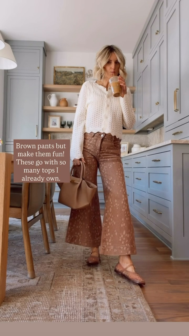 These pants have the cutest print! The color makes them such a versatile pair to style with so many tops! Wearing S in the cardigan & 26 in the pants. 

Loverly Grey, Target find, Target fashion, Anthropologie, white scalloped cardigan, white scalloped sweater, brown jeans, brown denim, wide leg denim, wide leg jeans, spring fashion, spring outfit ideas 

#LTKootd #LTKSeasonal