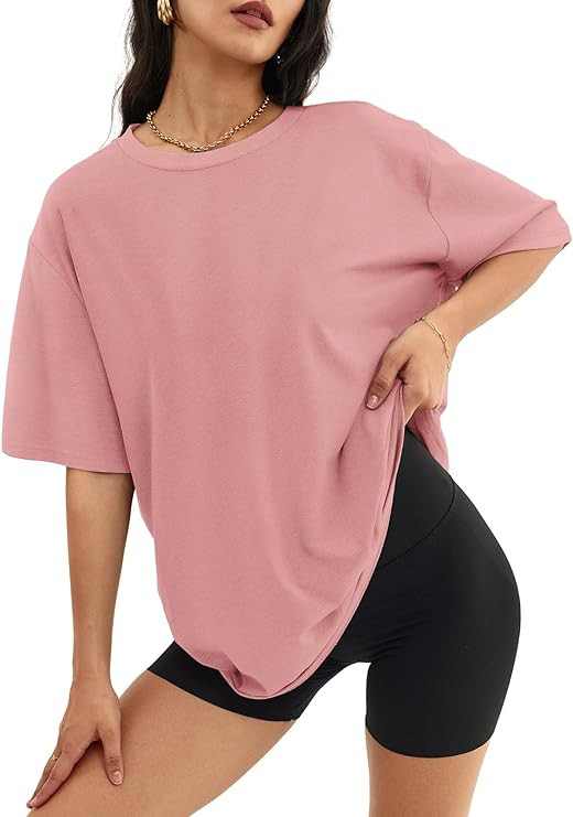 ATHMILE Womens Oversized T Shirts Loose Fit Crewneck Short Sleeve Tops Summer Casual Blouse Y2K 2... | Amazon (US)