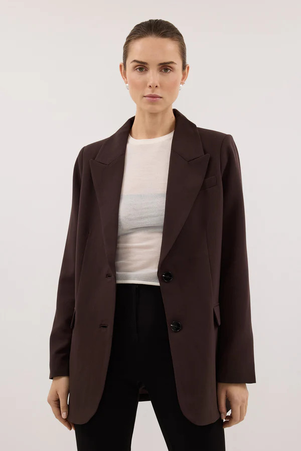 ELLE DARK CHOCOLATE BLAZER | DISSH