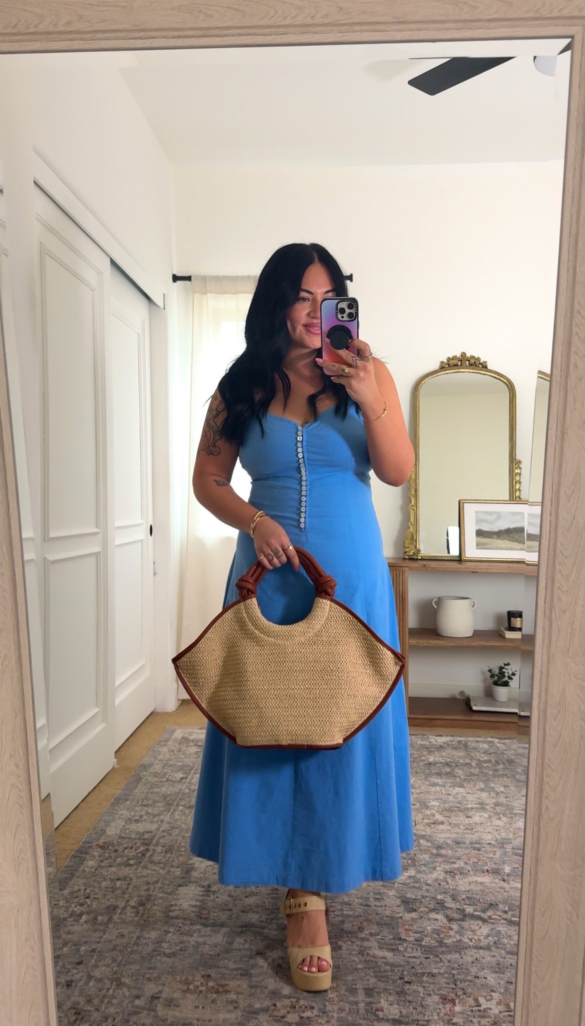 Im wearing a size Large! 

Blue dress, full length dress, fp dress, fp blue dress, button down dress, Tori block

#LTKgrwm #LTKMidsize #LTKootd