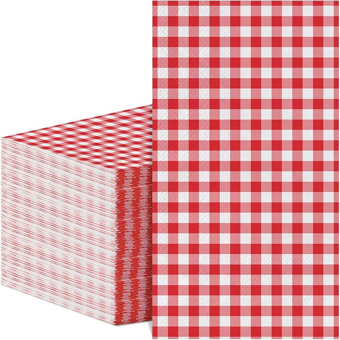 60 Pcs Red Gingham Napkins, 2 Ply Red and White Plaid Bathroom Napkins Guest Disposable Checkered... | Amazon (US)