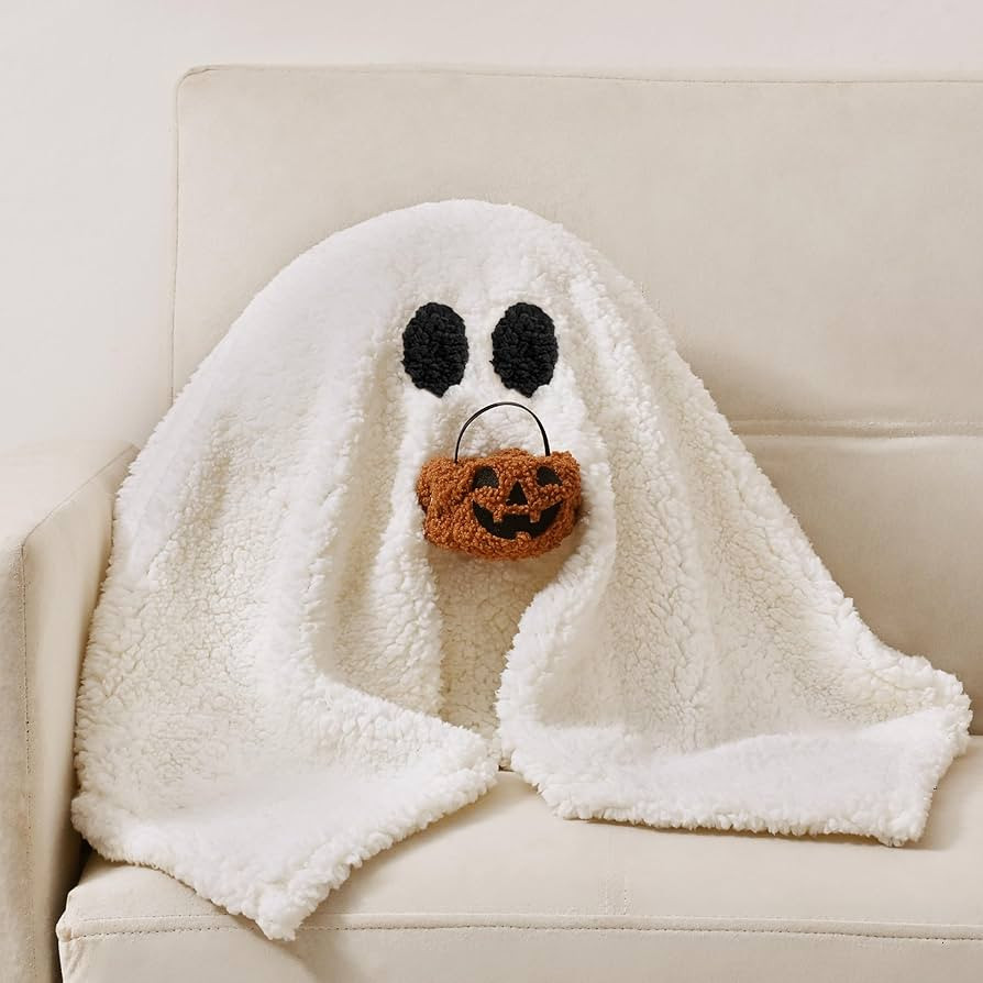 Cute Ghost with Pumpkin Bucket Pillow, 18" Large Halloween Ghost with Trick or Treat Bucket Pillo... | Amazon (US)