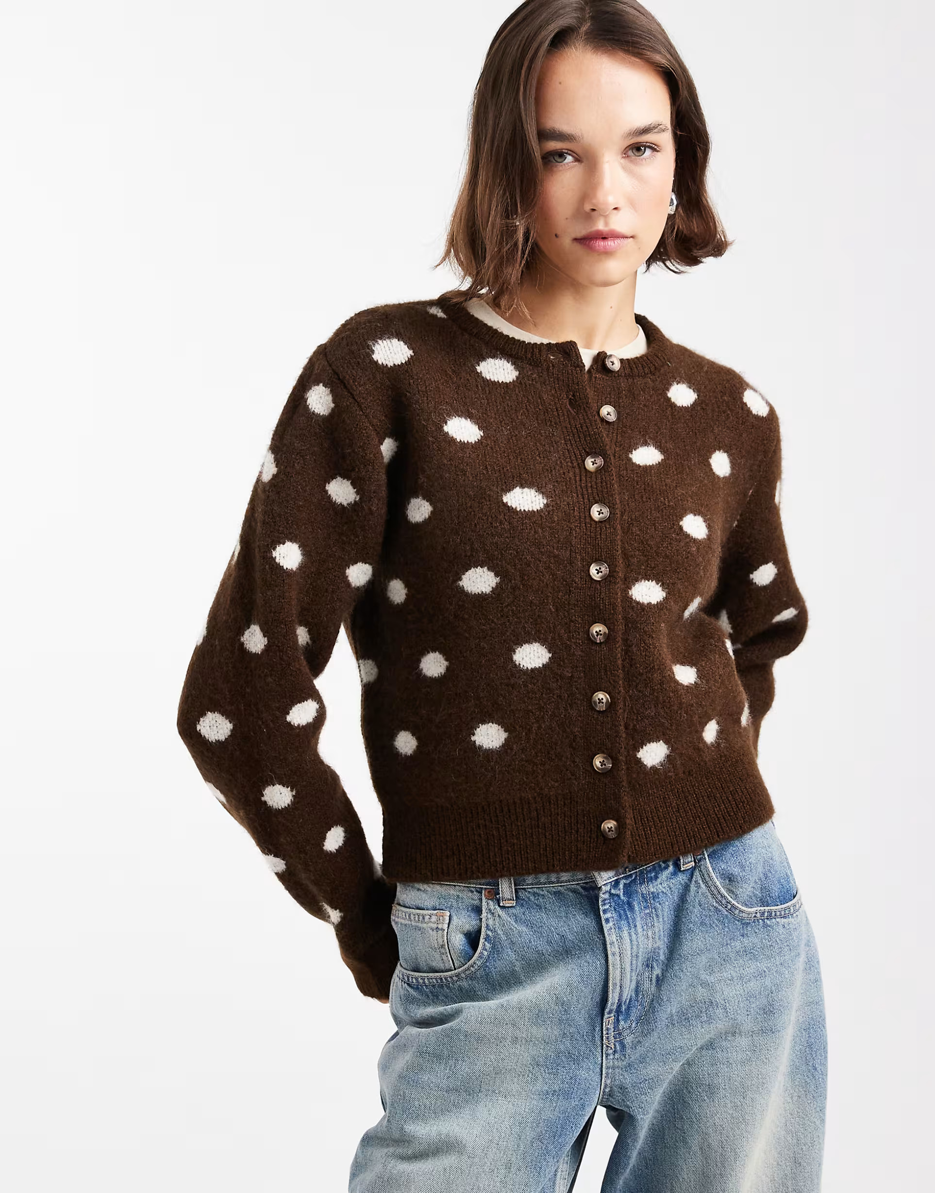 ASOS DESIGN - Aansluitend vest met stippen in bruin | ASOS (Global)