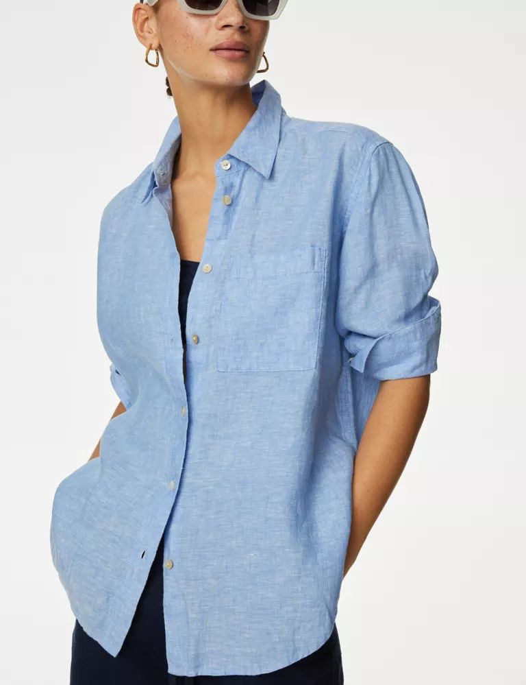 Pure Linen Collared Relaxed Shirt | Marks & Spencer (UK)