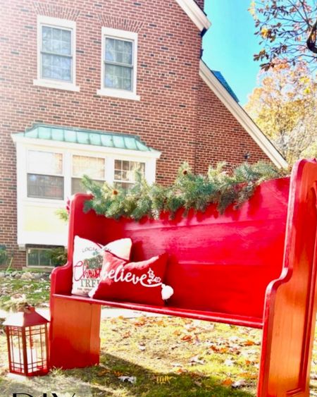 This bench was a DIY makeover, but you can find a red bench to add to your yard. It’s the PERFECT addition to your outdoor space, and how cute would family pictures be here?
Christmas Pictures, Outdoor decor, Outdoor Christmas, Christmas decorations


#LTKSeasonal #LTKstyletip #LTKHoliday