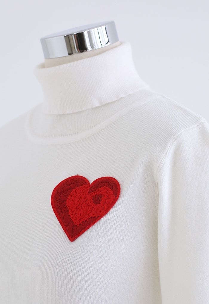 In My Heart Turtleneck Knit Top in White | Chicwish