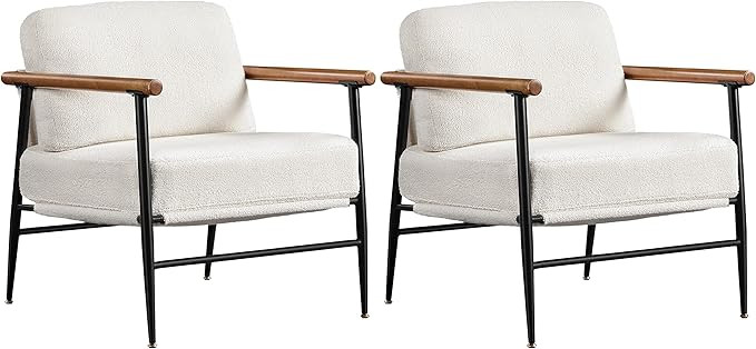 Yaheetech Accent Chair, Modern Vanity Chair, Boucle Fabric Lounge Chair with Metal Frame, Plush B... | Amazon (US)