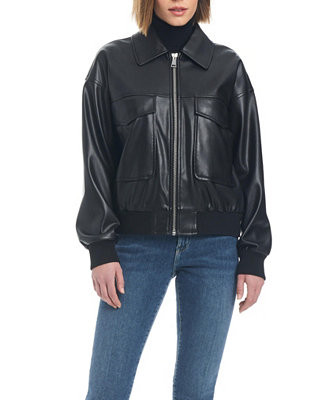 Women's Faux Leather Bomber Jacket | Macy's