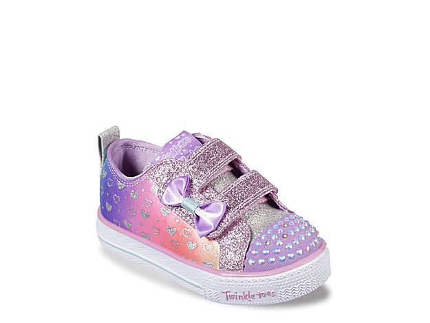 Skechers Twinkle Toes Shuffle Lite Sparkly Hearts Light-Up Sneaker - Kids' - Girl's - Purple/Pink/Si | DSW