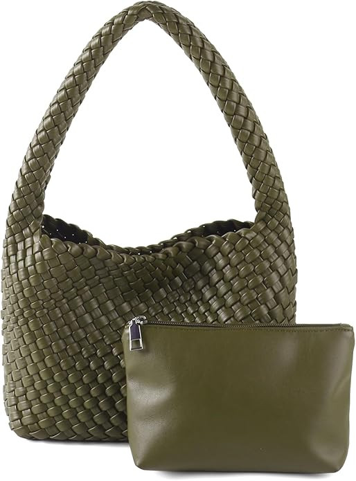 Handmade Woven Tote Bag - Women's Vegan Leather Shoulder Bag With Purses | Amazon (US)