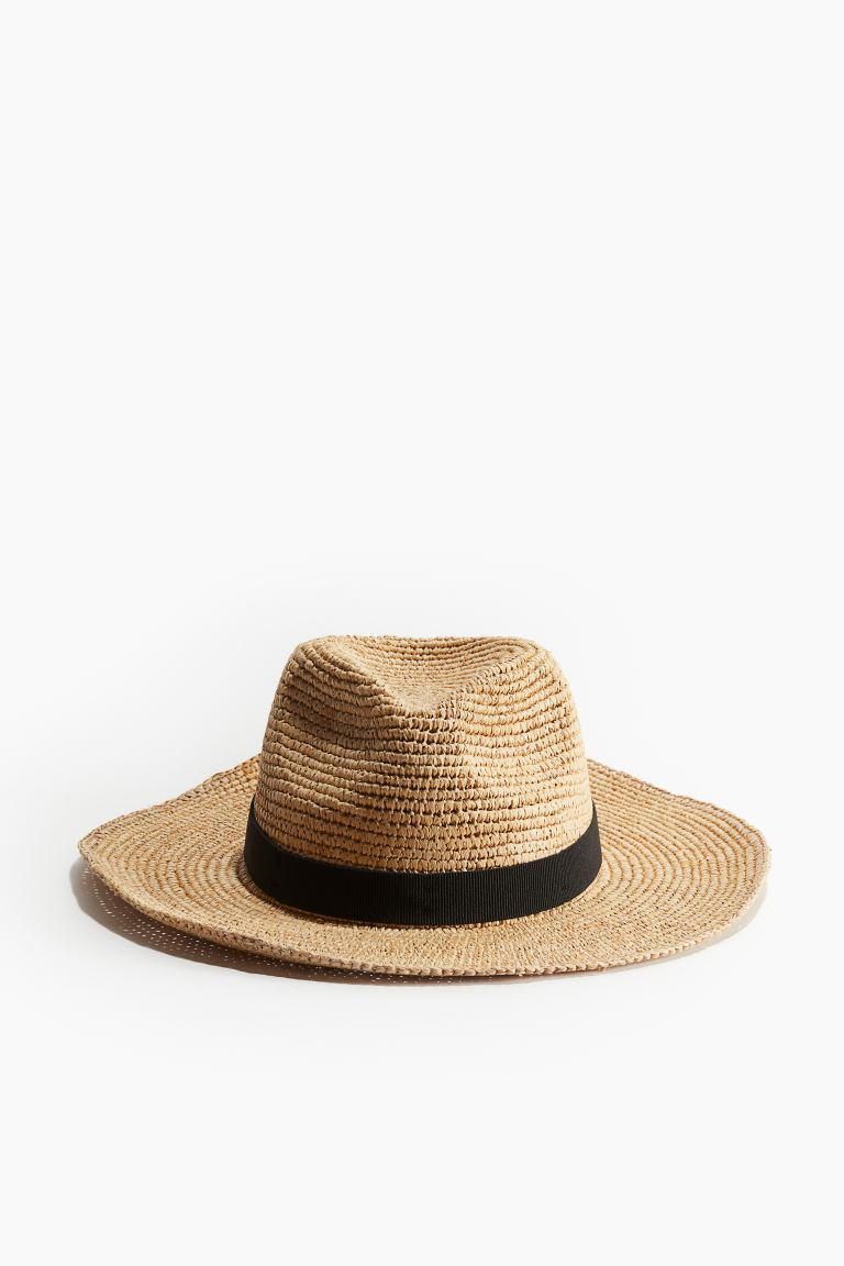 Foldable Straw Fedora Hat - Beige - Ladies | H&M US | H&M (US + CA)