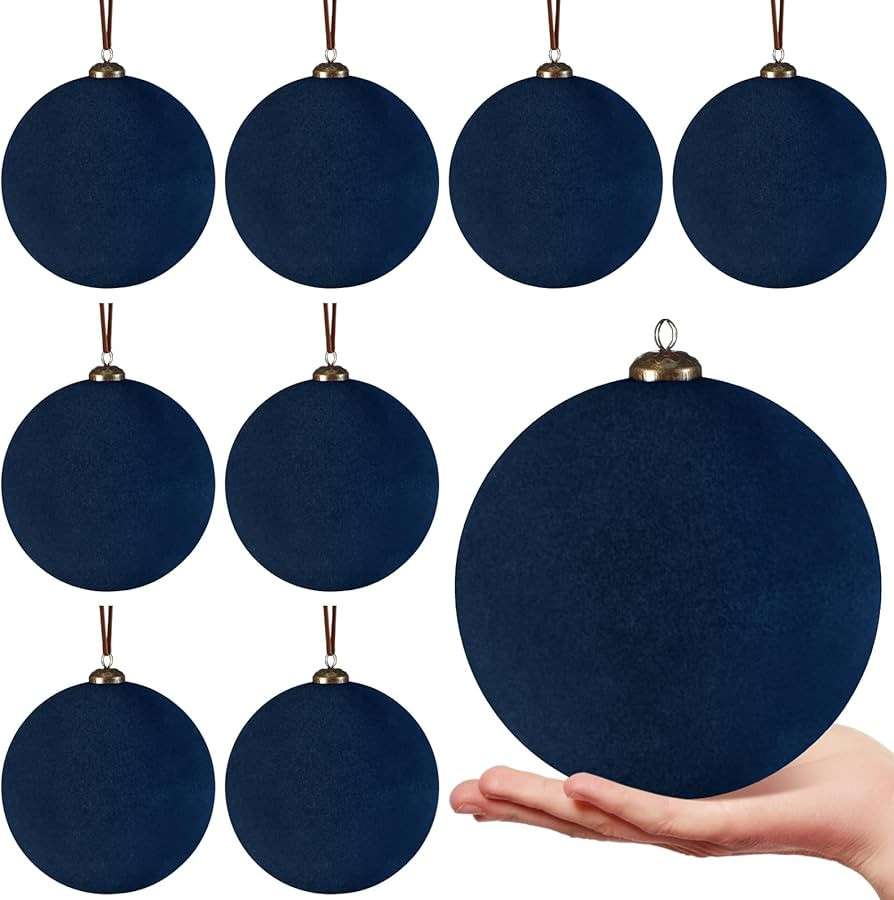 8 Pcs Large Velvet Christmas Balls 6 Inch Christmas Tree Decorations Xmas Ornaments Balls for Fam... | Amazon (US)