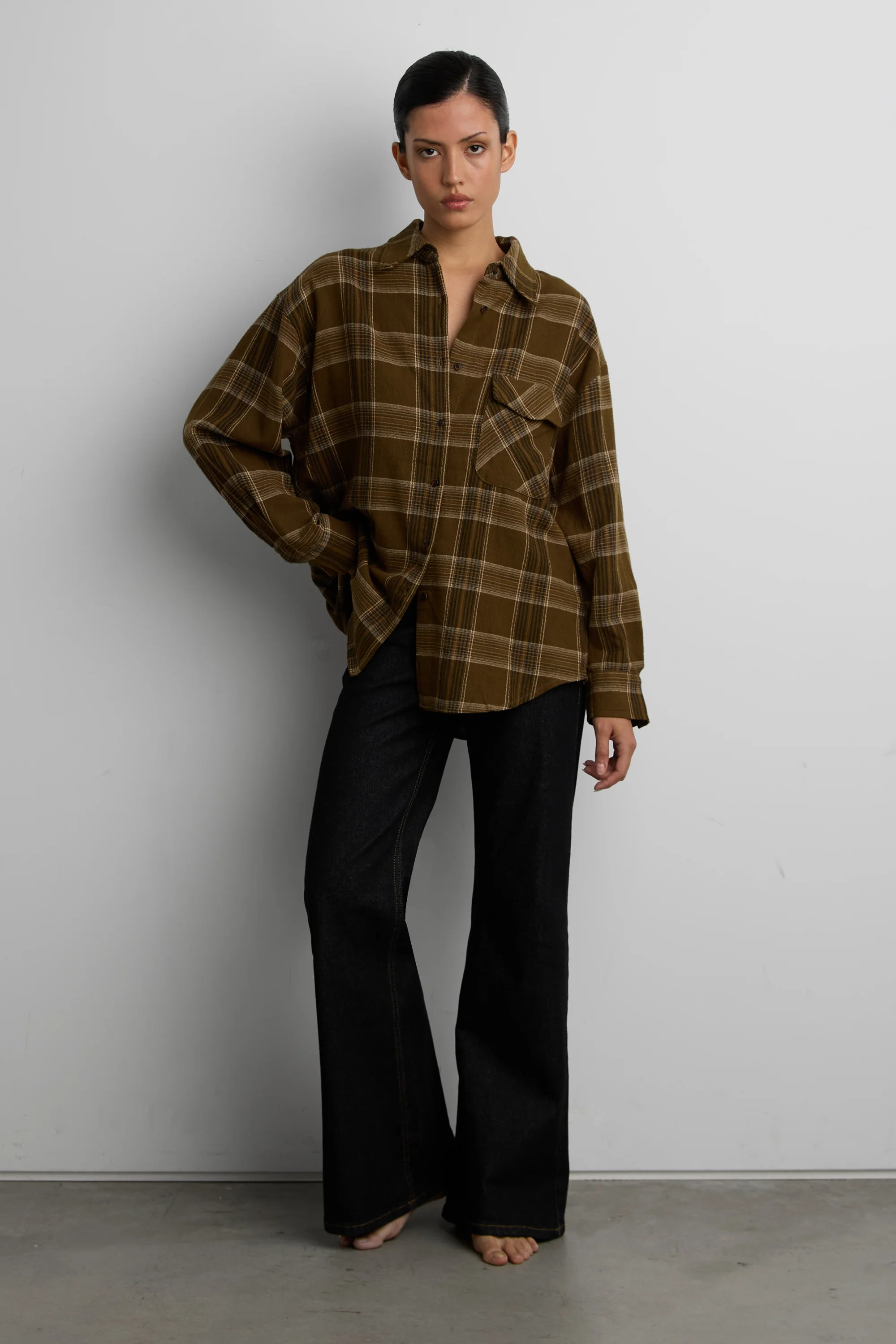 COTTON PLAID SHIRT Green / XS-S | OAK + FORT