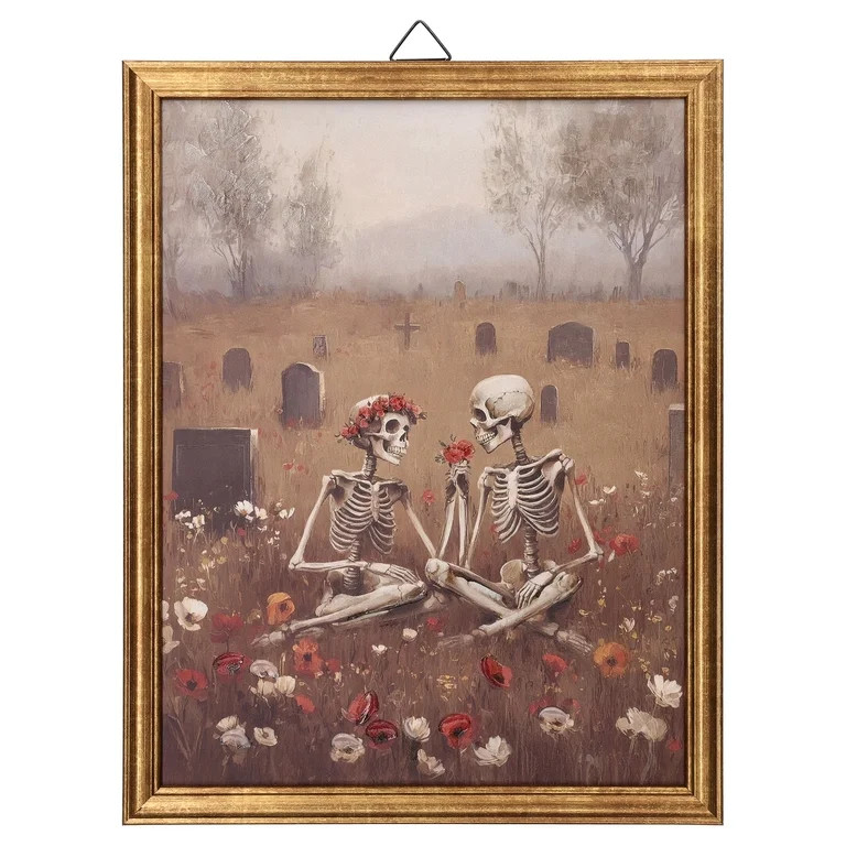 Skeleton Couple Framed Wall Art, Multicolor, 11" x 14", Halloween by Way To Celebrate | Walmart (US)