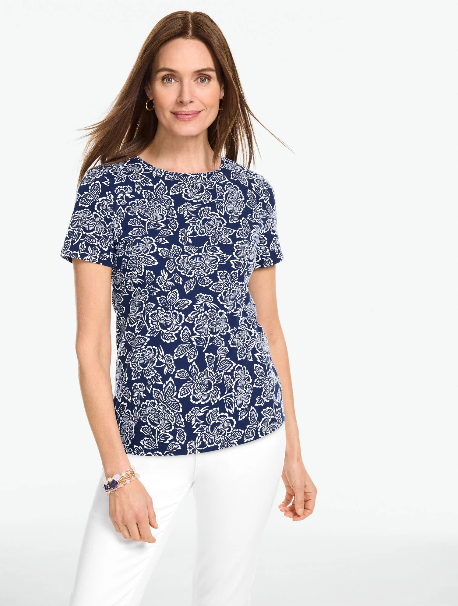 Short Sleeve Crewneck Tee - Capri Rose | Talbots