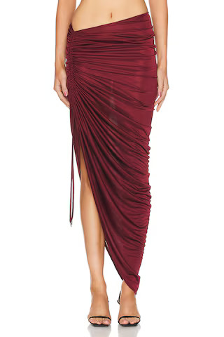 Atlein Asymmetric Ruched Skirt in Coa Wine | FWRD | FWRD 